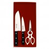 Комплект из 2 ножей (японский шеф, универсальный) и кухонных ножниц в подарочной картонной коробке